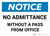 Notice: No Admittance Without A Pass From Office - Wall Sign