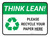 Think Lean: Please Recycle Your Paper Here Rectangular - Floor Sign