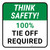 Think Safety: 100% Tie Off Required Square - Floor Sign