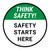 Think Safety: Safety Starts Here Round - Floor Sign