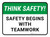 Think Safety: Safety Begins With Teamwork Rectangular - Floor Sign
