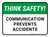 Think Safety: Communication Prevents Accidents Rectangular - Floor Sign