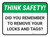 Think Safety: Did You Remember To Remove Your Locks And Tags Rectangle - Floor Sign