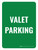 Valet Parking Sign Green Portrait - Wall Sign