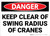 Danger: Keep Clear Crane Swing Radius Warning - Wall Sign