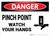 Danger: Pinch Point Watch Your Hands Warning - Wall Sign