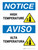 Notice: High Temperature Bilingual Spanish Portrait - Wall Sign