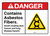 Danger: Asbestos Fibers Avoid Creating Dust Cancer Lung Hazard ANSI - Wall Sign