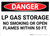 Danger: LP Gas Storage No Smoking or Open Flames Within 50 Ft - Wall Sign