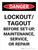 Danger: Lockout Tagout Before Set-Up, Maintenance, Service, Or Repair Portrait - Wall Sign