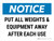 Notice: Put All Weights And Equipment Away After Each Use Landscape - Wall Sign