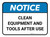 Notice: Clean Equipment And Tools After Use Rectangular - Floor Sign