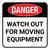 Danger: Watch Out For Moving Equipment Square - Floor Sign