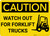 Caution: Watch Out For Forklift Trucks With Graphic - Wall Sign