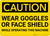 Caution: PPE Wear Goggles of Face Shield While Operating Machine - Wall Sign