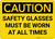 Caution: PPE Safety Glasses Worn At All Time - Wall Sign