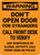 Warning: Don't Open Door for Stranger Call Front Desk - Wall Sign