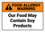 Warning: Food May Contain Soy Products Tent - Wall Sign