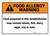 Warning: Food May Contain Wheat Fish Dairy Eggs - Wall Sign