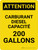 Attention: Capacité de carburant diesel 200 gallons (Caution: 200 Gallons) French Portrait - Wall Sign