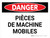Danger: Le Déplacement Des Pièces De Machine (Danger: Moving Machine Parts) Landscape French - Wall Sign