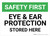 Safety First: Eye and Ear Protection Stored Here - Wall Sign