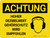 Achtung - Gehörschutz mit hohem Dezibelpegel empfohlen (Caution - High Decibel Levels Ear Protection Recommended) Landscape German - Wall Sign