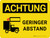 Achtung - Geringer Abstand (Caution - Low Clearance) Landscape German - Wall Sign