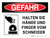 Gefahr - HALTEN SIE HÄNDE UND FINGER VOM SCHNEIDER (Danger - Keep Hands And Fingers Away From Cutter) Landscape German - Wall Sign
