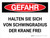 Gefahr - Halten Sie sich vom Schwenkradius der Krane frei (Danger - Keep Clear Of Swing Radius of Cranes) Landscape German - Wall Sign