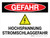 Gefahr - Hochspannungs Stromschlaggefahr (Danger - High Voltage Electrical Shock Hazard) German - Wall Sign