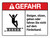 Gefahr - Steigen Sie nicht im Sitzen Gehen oder Fahren Sie auf dem Förderband (Danger - Do Not Climb Sit Walk or Ride On Conveyor) Landscape German ANSI - Wall Sign