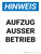 Hinweis - Aufzug außer Betrieb (Notice - Elevator Out Of Order) Portrait German - Wall Sign