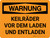 Warnung - Keilräder Laden Entladen (Warning - Chock Wheels Loading Unloading) Landscape German - Wall Sign