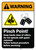 Warning: Pinch Point Keep Hands Clear of Rollers ANSI - Wall Sign