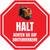 Halt - Achten Sie auf Routenverkehr (Stop - Watch Out for Tugger Traffic) German - Floor Sign