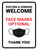 Visitors And Vendors Welcome Masks Optional Portrait - Wall Sign