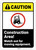 Caution: Construction Area Watch For Moving Equipment ANSI - Wall Sign
