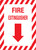 Fire Extinguisher Arrow Down Arrow with Hazard Lines Portrait - Wall Sign
