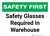 Safety First: Safety Glasses Required in Warehouse - Wall Sign