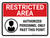 Restricted Area: Authorized Personnel Only Past This Point with Icon Landscape - Wall Sign