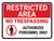 Restricted Area: No Trespassing with Icon Landscape - Wall Sign