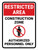 Restricted Area: Construction Zone with Icon Portrait - Wall Sign