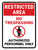 Restricted Area: No Trespassing with Icon Portrait - Wall Sign