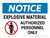 Notice: Explosive Material Landscape - Wall Sign
