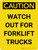 Caution: Watch Out For Forklift Trucks Portrait - Wall Sign