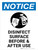 Notice: Disinfect Surface Before and After Use Portrait - Wall Sign