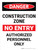 Danger: Construction Zone No Entry Authorized Portrait - Wall Sign