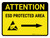 Attention: ESD Protected Area Right Arrow Landscape - Wall Sign