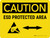 Caution: ESD Protected Area Bidirectional Arrow Landscape - Wall Sign